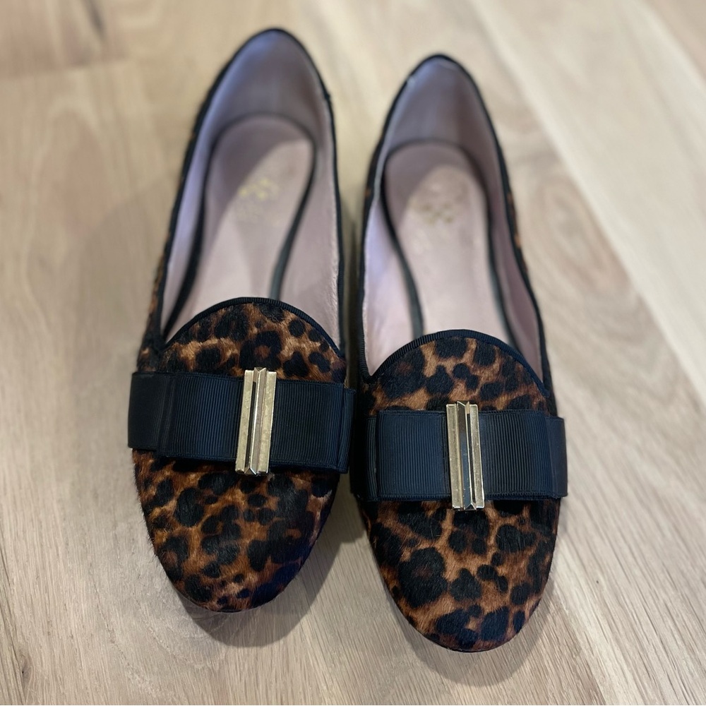 Vince Camuto Animal Print Loafers with Black Ribbon